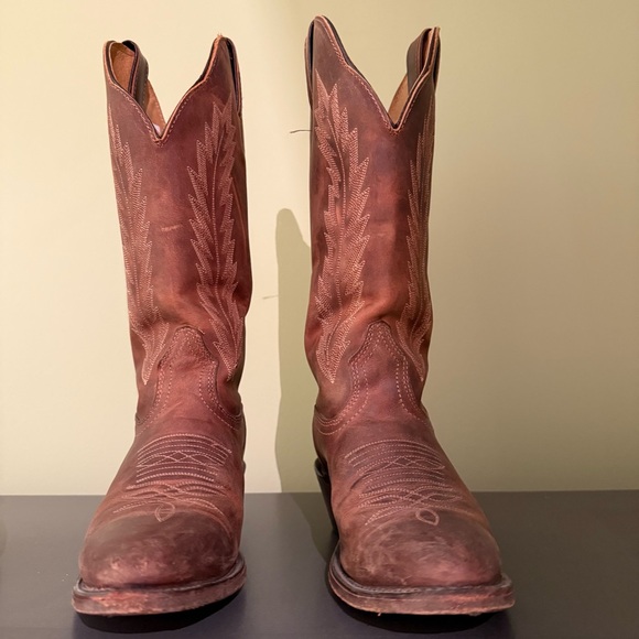 Rust Brown Leather Women's Cowboy Boots - Classic Western Stitch - Picture 3 of 4